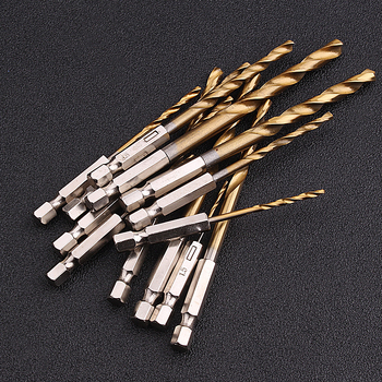 Hexagonális szárú spirálfúrókészlet titánbevonattal, 13 db, gyorsacélból, elektromos csavarhúzóhoz