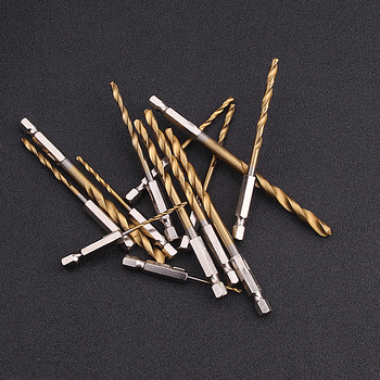 Hexagonális szárú spirálfúrókészlet titánbevonattal, 13 db, gyorsacélból, elektromos csavarhúzóhoz