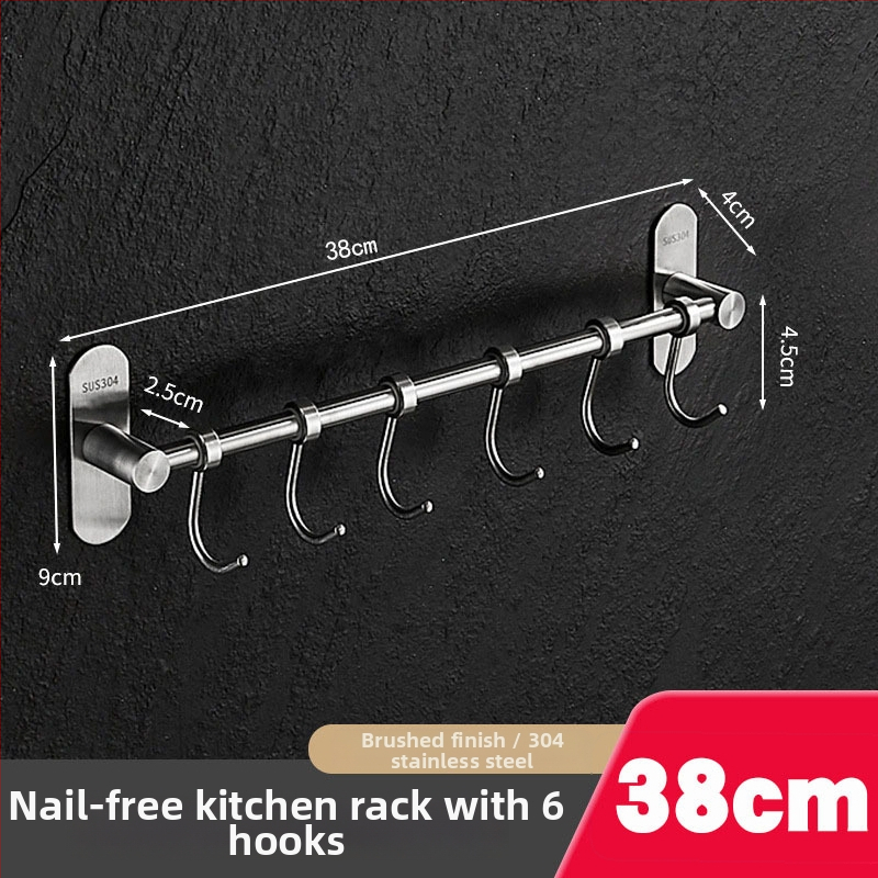 Nástenný kuchynský regál na špachtle a lyžice, nerezová oceľ 304, brúsený povrch, 412 g, značka Hundred Way, moderný minimalistický štýl