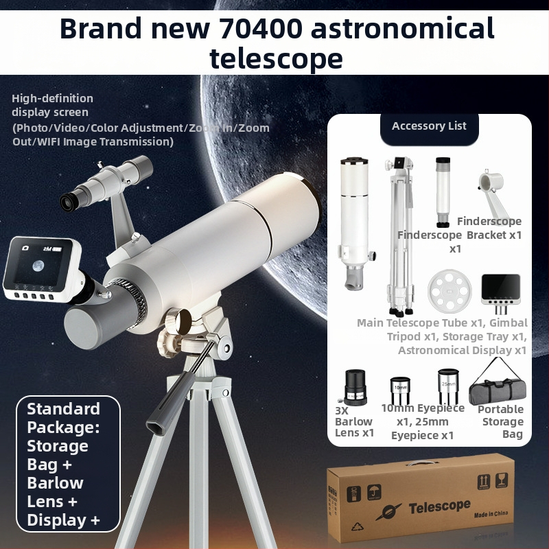 Astronomický ďalekohľad s vysokým rozlíšením a veľkou obrazovkou, pripojenie k smartfónu pre HD fotografie a videá, s veľkou clonou objektívu.