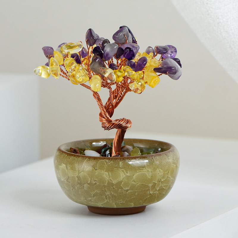 Teáscsésze állvány kristályból – kristály durva kő, új kínai stílus, Zhishanfang márka, nagykereskedelmi csomagolás