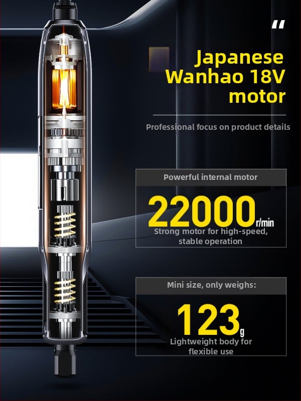 Kézben tartható elektromos csiszoló jáde- és fa faragáshoz, polírozó funkcióval