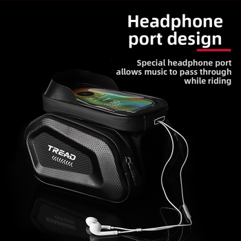 Poliészter kerékpár táska felsőcsőre és elülső vázra, telefontartó zseb, bélés nélkül, hegyi kerékpárhoz