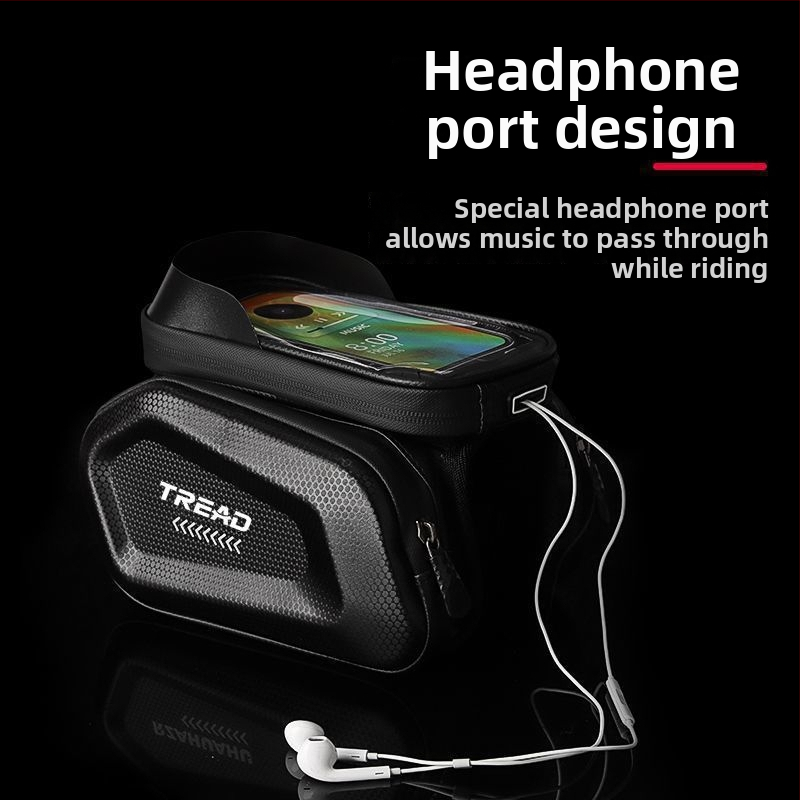 Polyesterová cyklistická taška na horný rám a prednú nosnú konštrukciu, vrecko na telefón, bez podšívky, na horské bicykle