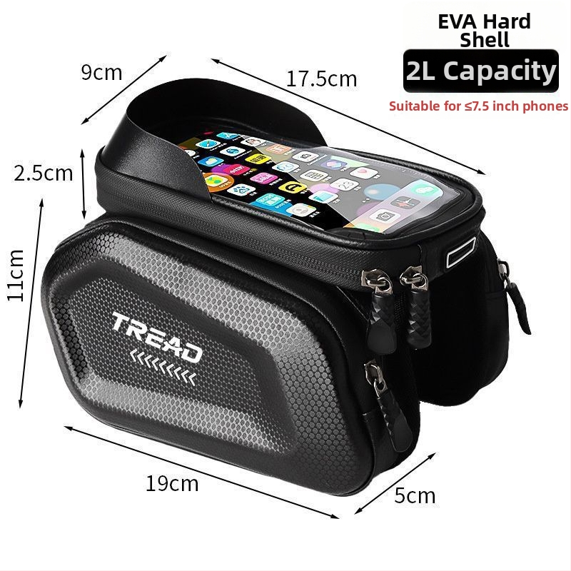 Poliészter kerékpár táska felsőcsőre és elülső vázra, telefontartó zseb, bélés nélkül, hegyi kerékpárhoz