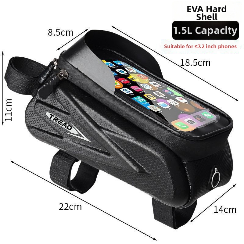 Poliészter kerékpár táska felsőcsőre és elülső vázra, telefontartó zseb, bélés nélkül, hegyi kerékpárhoz