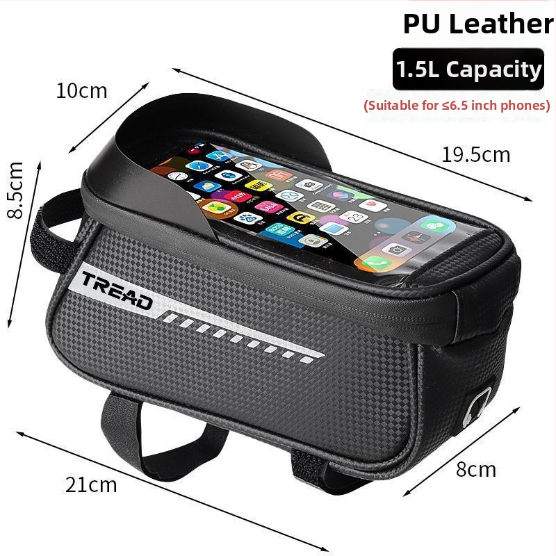 Poliészter kerékpár táska felsőcsőre és elülső vázra, telefontartó zseb, bélés nélkül, hegyi kerékpárhoz