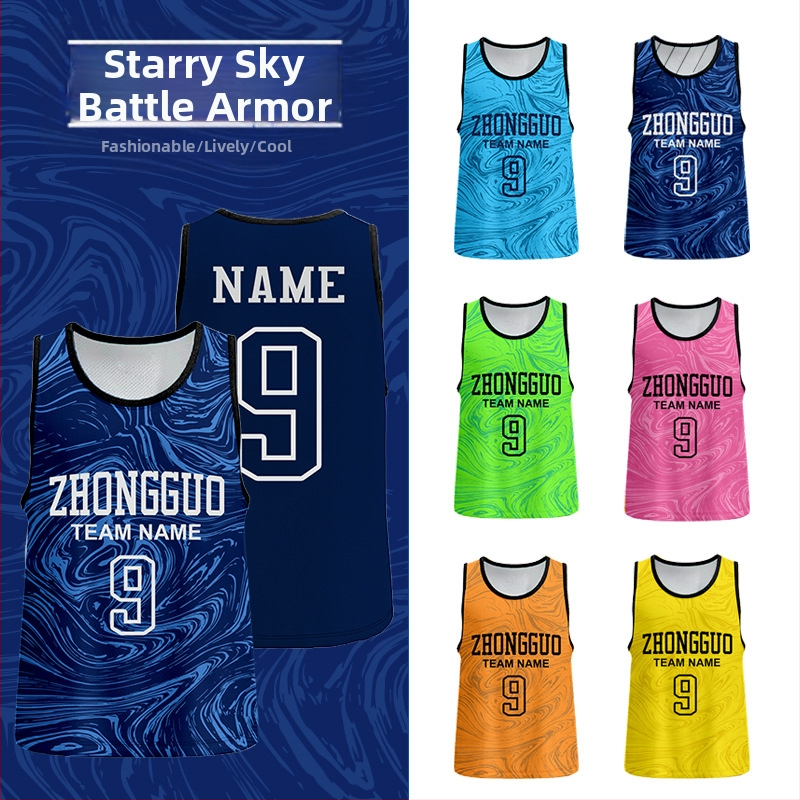 Polyes­terová sieťová tréningová vesta na futbal, prispôsobiteľná, značka Nine Moves, vek 6–40, vhodné pre futbal