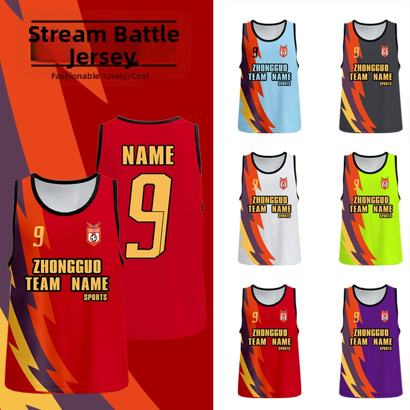 Polyes­terová sieťová tréningová vesta na futbal, prispôsobiteľná, značka Nine Moves, vek 6–40, vhodné pre futbal