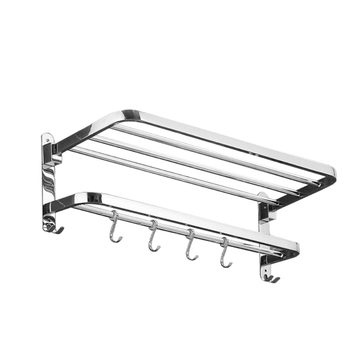 Sklopeivi stalak za ručnike od 304 nehrđajućeg čelika, zidni, bez bušenja, jednostruki kupaonski organizator, polirana površina, nosivost 20