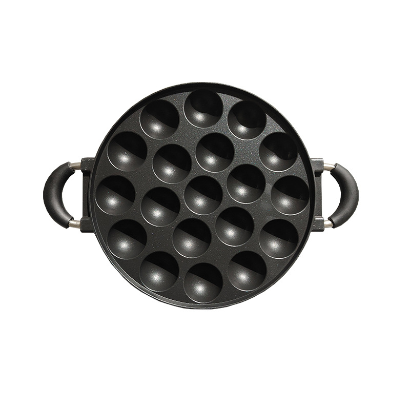 Neprijanjajući tiganj za jaja i takoyaki s aluminijskim kalupom, stakleni poklopac, pogodan za plin