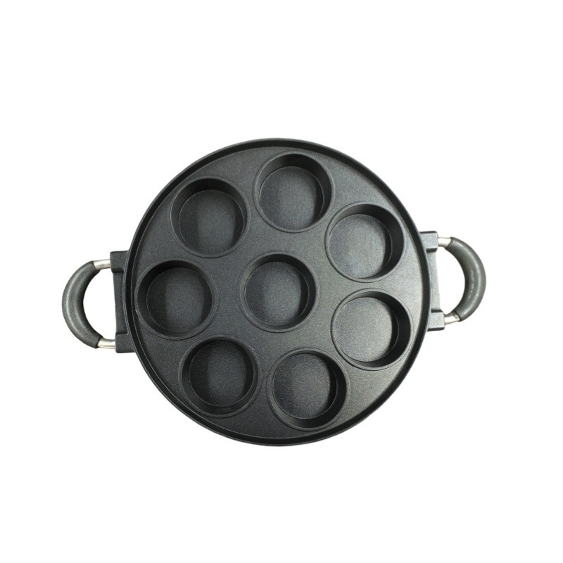 Neprijanjajući tiganj za jaja i takoyaki s aluminijskim kalupom, stakleni poklopac, pogodan za plin