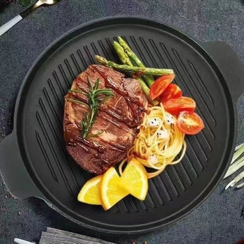 Okrugla ploča za roštilj od lijevanog željeza, 2 kg, elektroplatirana površina, izolirana, antiadhesivna