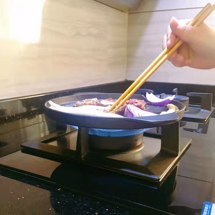 Okrugla ploča za roštilj od lijevanog željeza, 2 kg, elektroplatirana površina, izolirana, antiadhesivna