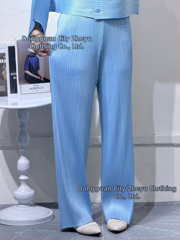 Nadrágos kosztüm szett: Kardigán, ráncos textúra, poliészter 95%+, Japán-koreai casual stílus