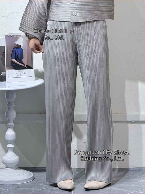 Nadrágos kosztüm szett: Kardigán, ráncos textúra, poliészter 95%+, Japán-koreai casual stílus