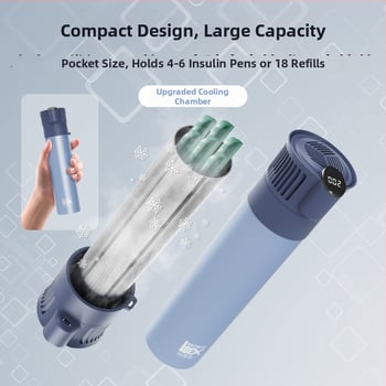 Портативен охладител за инсулин и мини хладилник за лекарства; корпус 304 неръждаема стомана + алуминий; 5V, 10W; минимална температура на охлаждане 2°C; тегло 1 кг