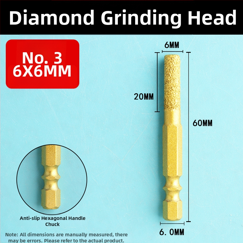 Diamantová brúsna hlava s šesťhranným upínom, tvrdá rotačná píla na leštenie a brúsenie