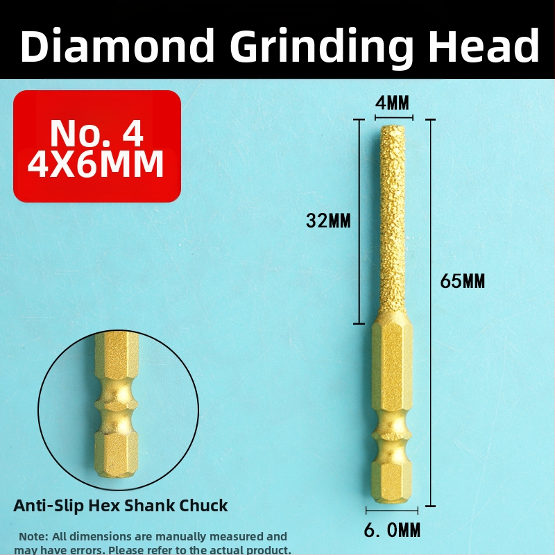 Diamantová brúsna hlava s šesťhranným upínom, tvrdá rotačná píla na leštenie a brúsenie