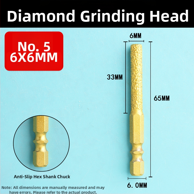 Diamantová brúsna hlava s šesťhranným upínom, tvrdá rotačná píla na leštenie a brúsenie