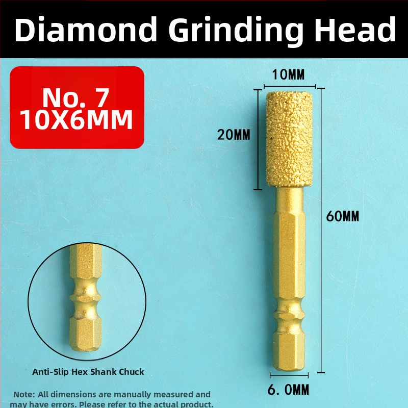 Diamantová brúsna hlava s šesťhranným upínom, tvrdá rotačná píla na leštenie a brúsenie