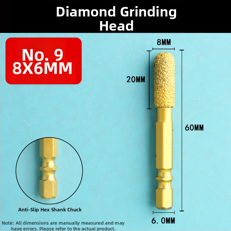 Diamantová brúsna hlava s šesťhranným upínom, tvrdá rotačná píla na leštenie a brúsenie