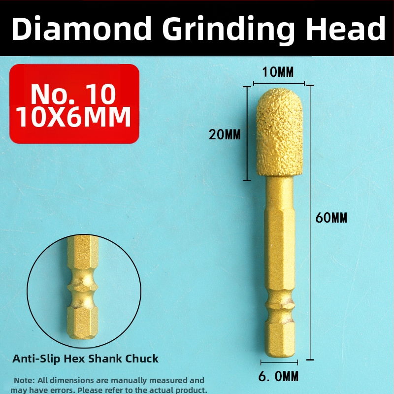 Diamantová brúsna hlava s šesťhranným upínom, tvrdá rotačná píla na leštenie a brúsenie