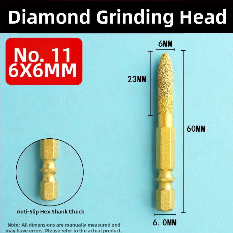 Diamantová brúsna hlava s šesťhranným upínom, tvrdá rotačná píla na leštenie a brúsenie