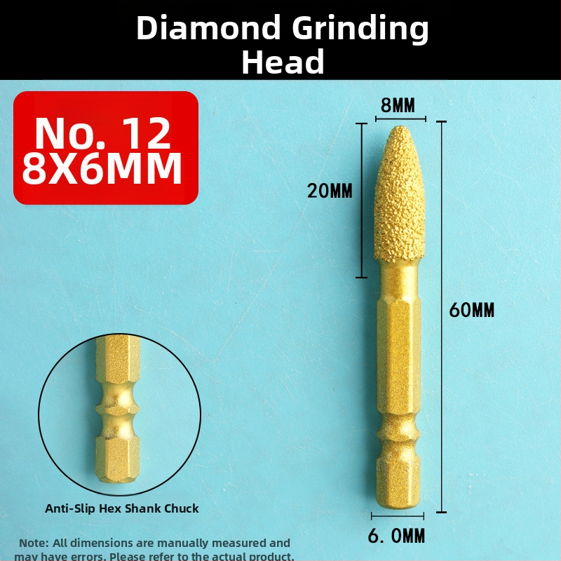 Diamantová brúsna hlava s šesťhranným upínom, tvrdá rotačná píla na leštenie a brúsenie