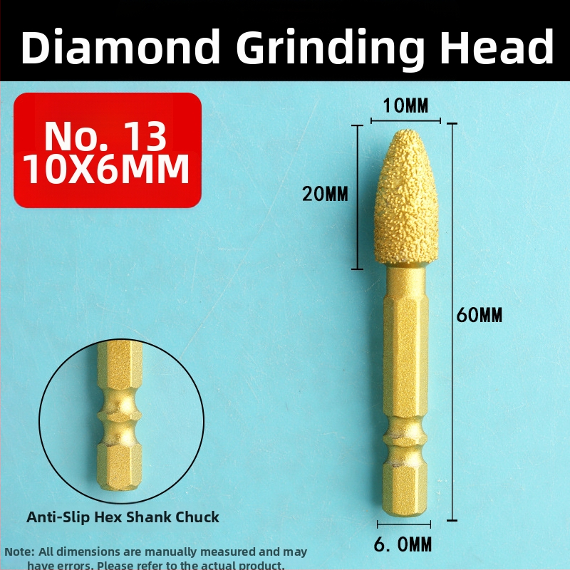 Diamantová brúsna hlava s šesťhranným upínom, tvrdá rotačná píla na leštenie a brúsenie