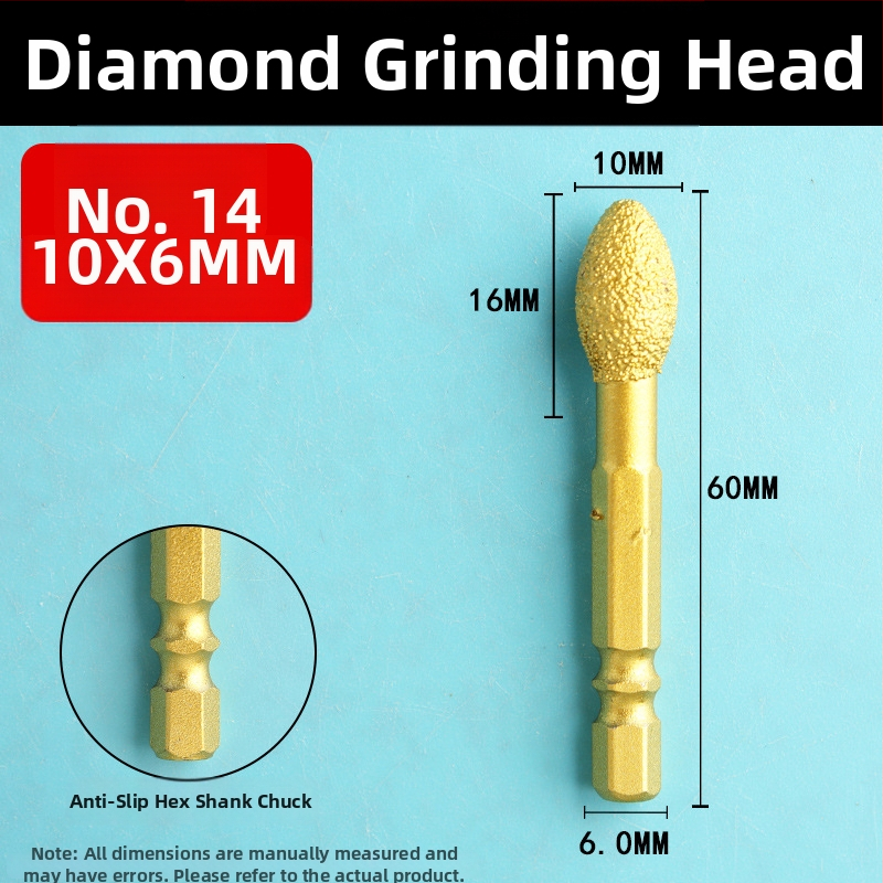 Diamantová brúsna hlava s šesťhranným upínom, tvrdá rotačná píla na leštenie a brúsenie