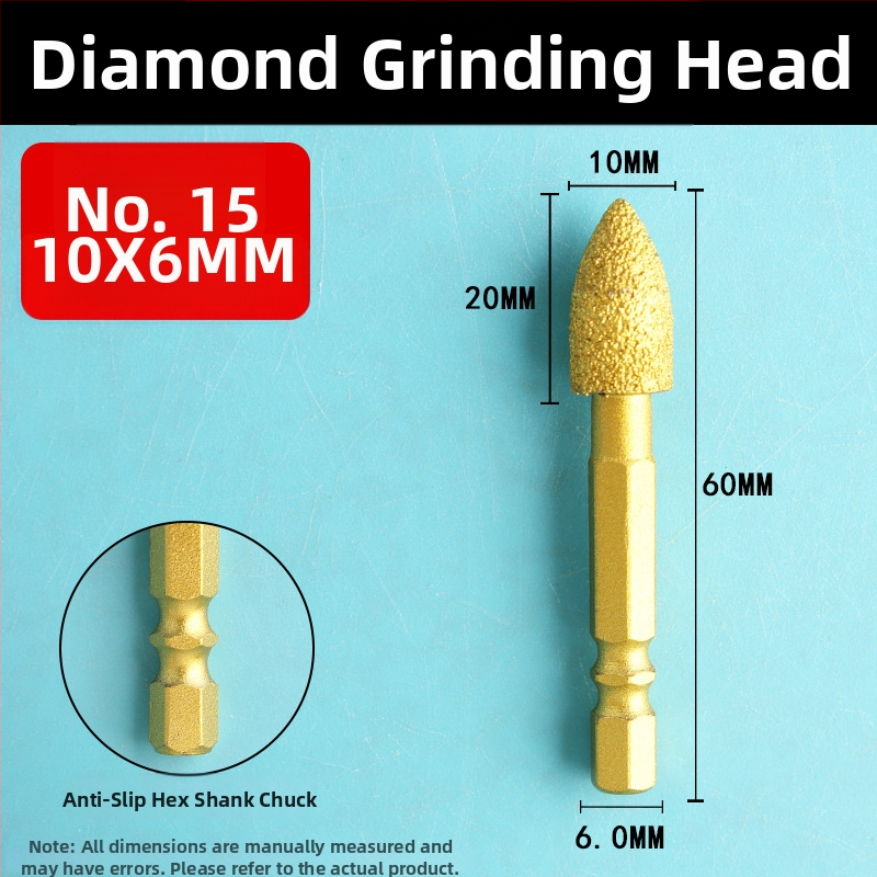 Diamantová brúsna hlava s šesťhranným upínom, tvrdá rotačná píla na leštenie a brúsenie
