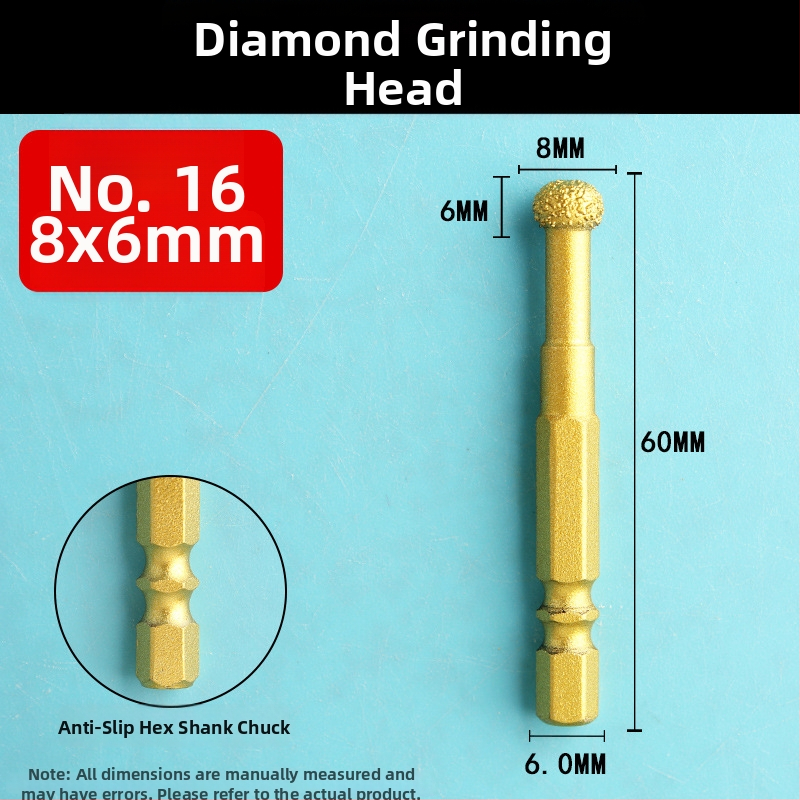 Diamantová brúsna hlava s šesťhranným upínom, tvrdá rotačná píla na leštenie a brúsenie