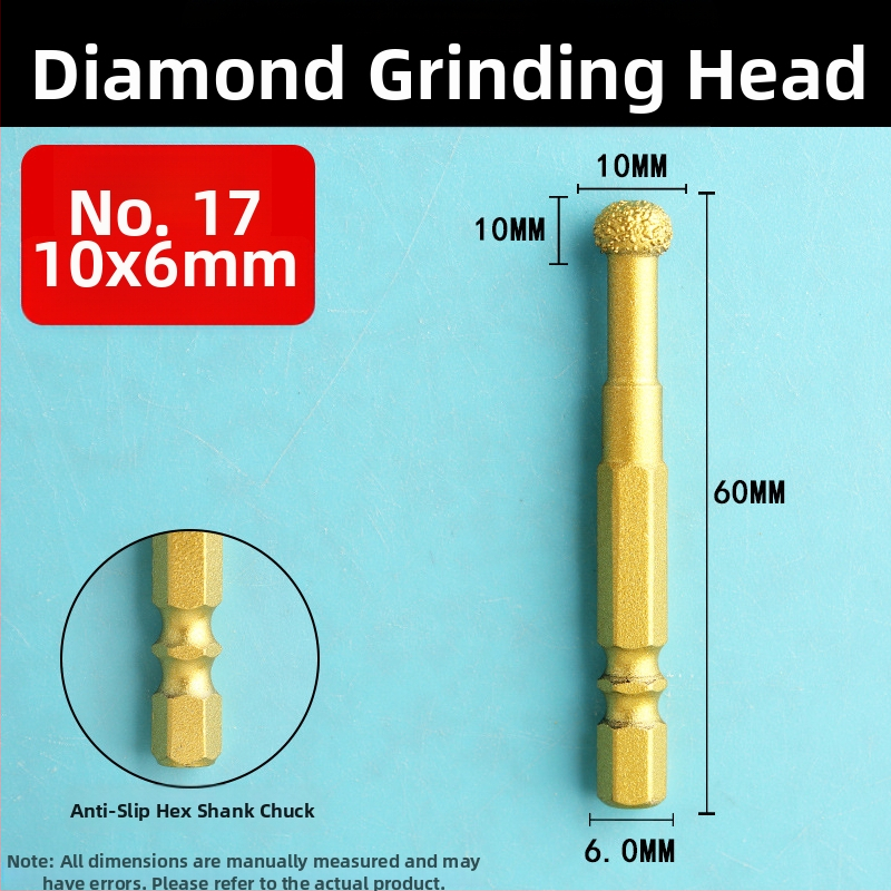 Diamantová brúsna hlava s šesťhranným upínom, tvrdá rotačná píla na leštenie a brúsenie