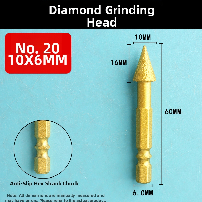 Diamantová brúsna hlava s šesťhranným upínom, tvrdá rotačná píla na leštenie a brúsenie