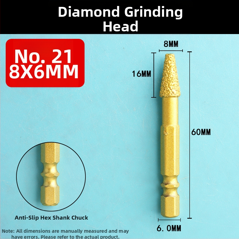 Diamantová brúsna hlava s šesťhranným upínom, tvrdá rotačná píla na leštenie a brúsenie