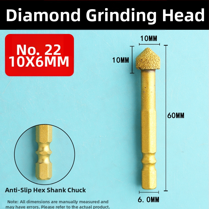 Diamantová brúsna hlava s šesťhranným upínom, tvrdá rotačná píla na leštenie a brúsenie
