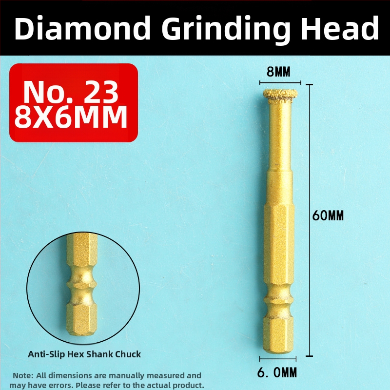 Diamantová brúsna hlava s šesťhranným upínom, tvrdá rotačná píla na leštenie a brúsenie