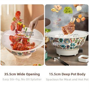 Elektrická hliníková nádoba s Xinjiang ryžou - etnický dizajn, 220V, 1500W, päť úrovní teploty, multifunkčná na polievky, dusenie, varenie