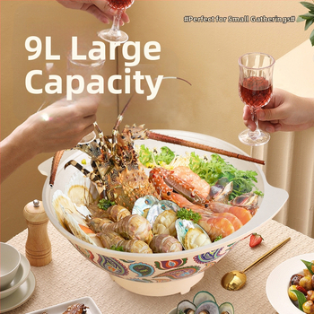 Elektrická hliníková nádoba s Xinjiang ryžou - etnický dizajn, 220V, 1500W, päť úrovní teploty, multifunkčná na polievky, dusenie, varenie