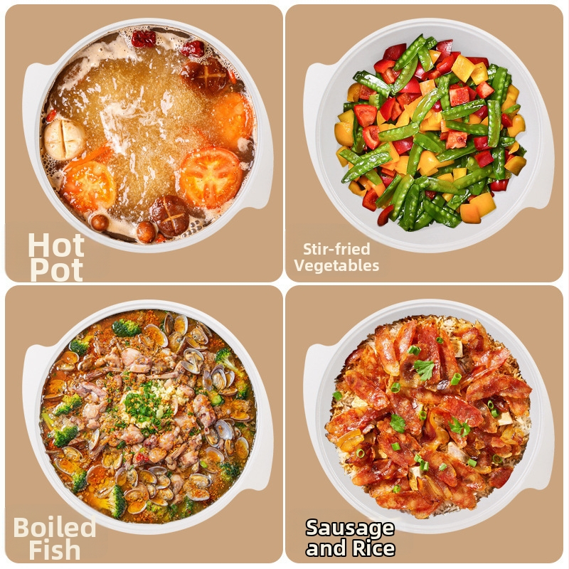 Elektrická hliníková nádoba s Xinjiang ryžou - etnický dizajn, 220V, 1500W, päť úrovní teploty, multifunkčná na polievky, dusenie, varenie