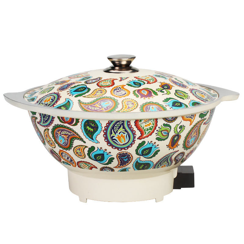 Ηλεκτρική αλουμινένια κατσαρόλα με Xinjiang ρύζι – εθνικός σχεδιασμός, 220V 1500W, πέντε βαθμίδες θερμότητας, πολυλειτουργική για σούπα, μαγείρεμα και σοτάρισμα