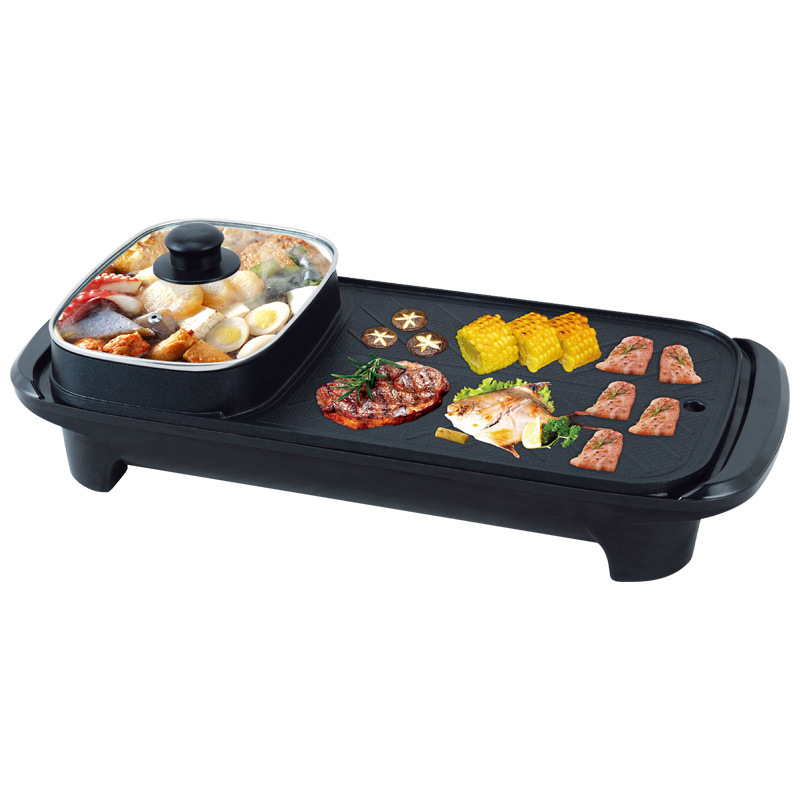 Višenamjenski električni lonac s velikim kapacitetom za Shabu-Shabu i grill, 3-4 L, 1200 W, tijelo od aluminijske legure
