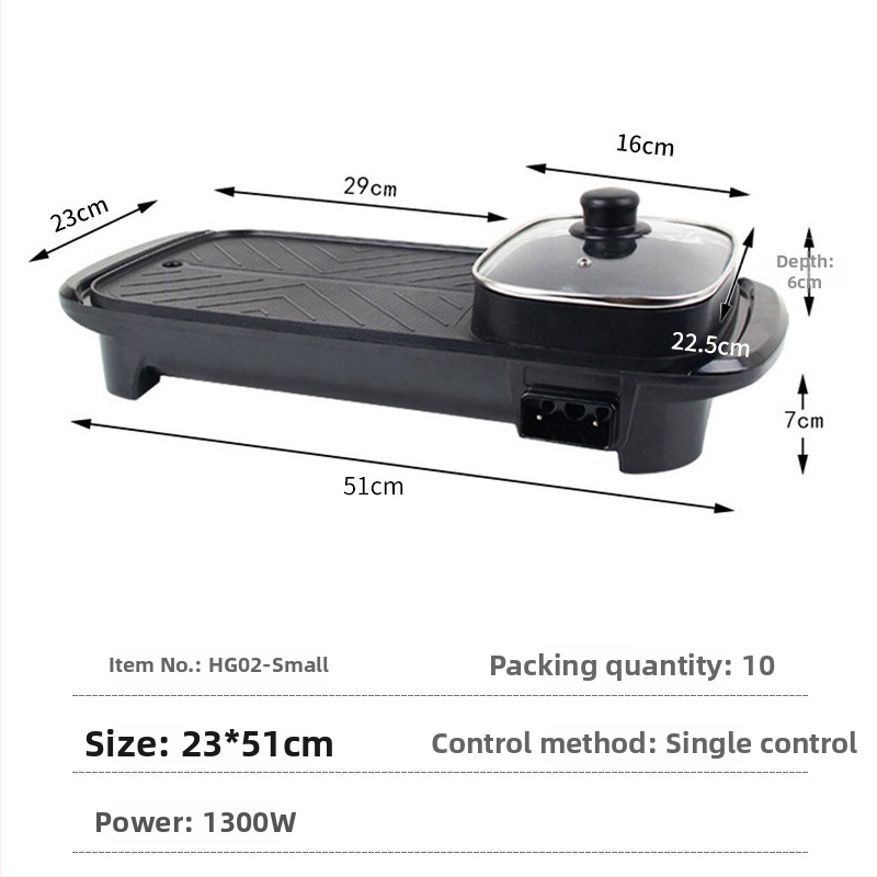 Višenamjenski električni lonac s velikim kapacitetom za Shabu-Shabu i grill, 3-4 L, 1200 W, tijelo od aluminijske legure
