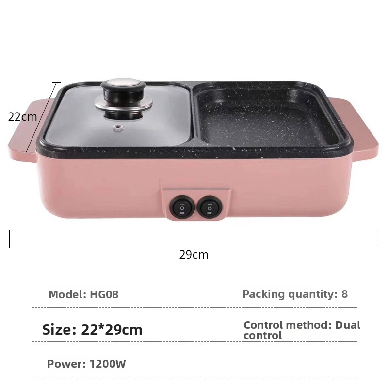 Višenamjenski električni lonac s velikim kapacitetom za Shabu-Shabu i grill, 3-4 L, 1200 W, tijelo od aluminijske legure