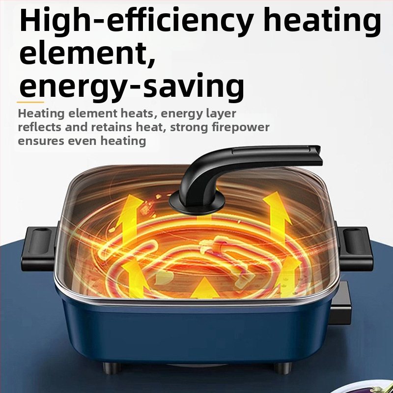 Višenamjenski električni lonac s velikim kapacitetom za Shabu-Shabu i grill, 3-4 L, 1200 W, tijelo od aluminijske legure