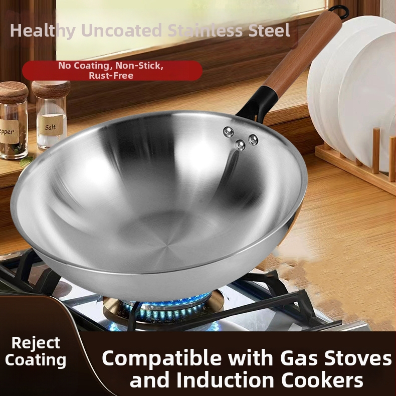 Wok z nerezovej ocele, bez povlaku, s skleneným viečkom, kompatibilný s plynovou a indukčnou varnou doskou, hĺbka 10 cm, hmotnosť 1,2 kg, model 30-34