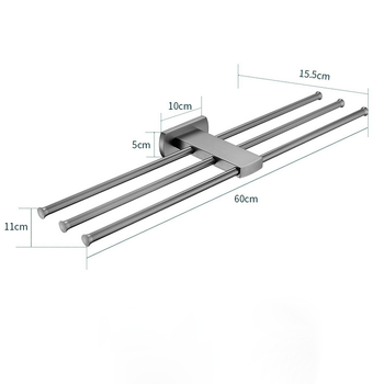 Držač za ručnike u kupaonici od čistog bakra, Gun-ash završna obrada, stil lagan luksuz, 6-djelna set