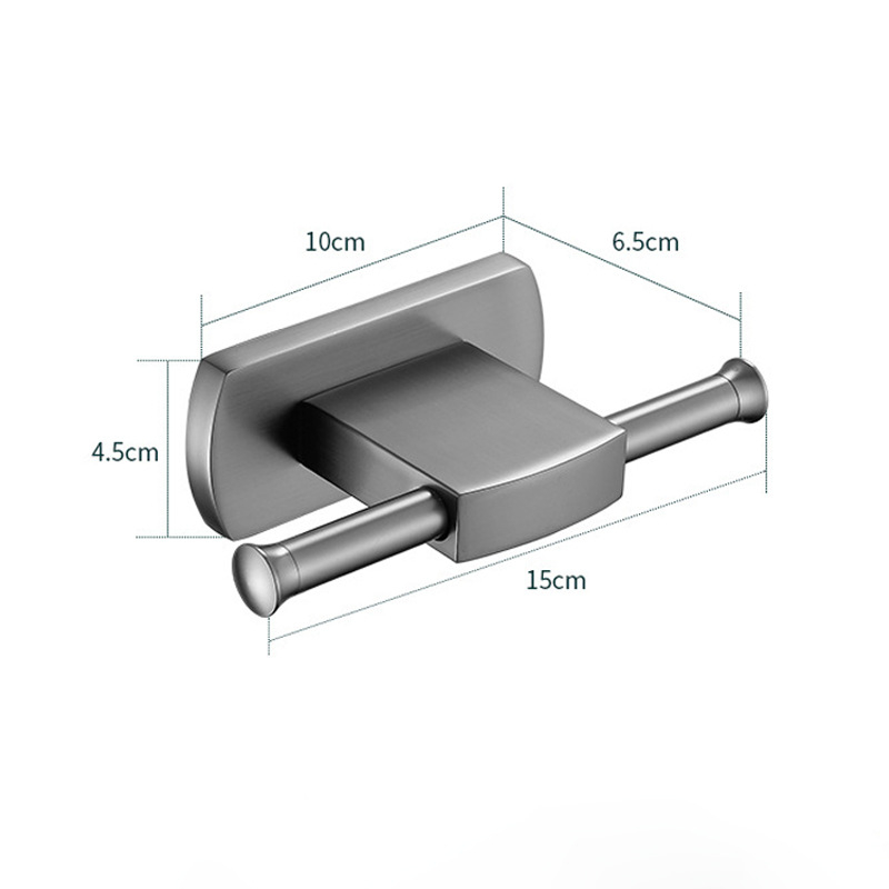 Držač za ručnike u kupaonici od čistog bakra, Gun-ash završna obrada, stil lagan luksuz, 6-djelna set