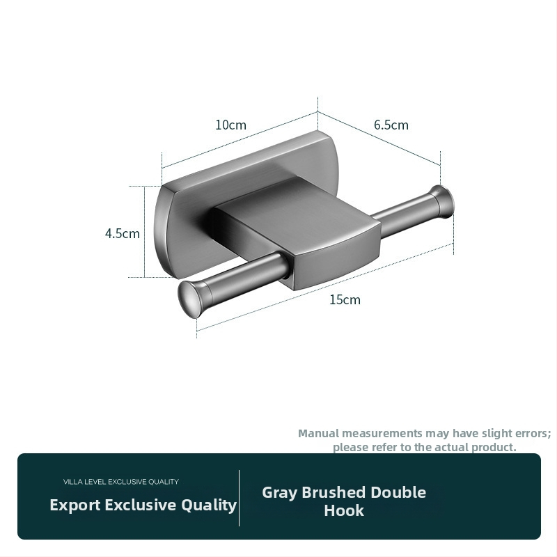 Držač za ručnike u kupaonici od čistog bakra, Gun-ash završna obrada, stil lagan luksuz, 6-djelna set
